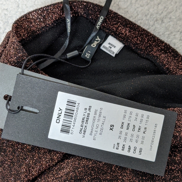 NWT ONLY sparkly V-neck cocktail dress XS - Picture 3 of 5